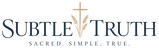 Subtle Truth navy and gold cross and wheat logo